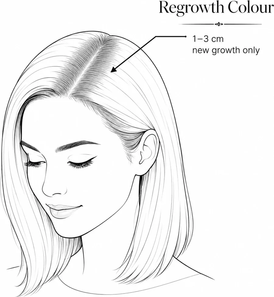 Diagram showing regrowth colour applied to new growth only