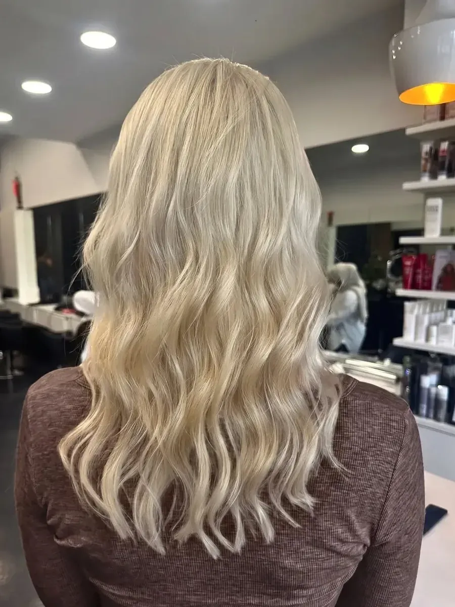 Icy blonde with a waved finish, Rokk Ebony Malvern.